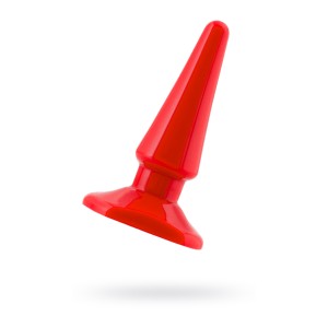 Анальная втулка Black & Red by TOYFA, водонепроницаемая, ПВХ, красная, 10 см, Ø 3 см (иной угол)