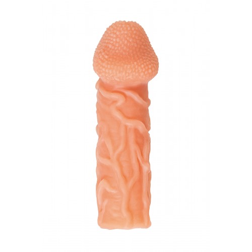Насадка KOKOS реалистичная с дополнительной стимуляцией, TPE, телесная, 15.6 см
