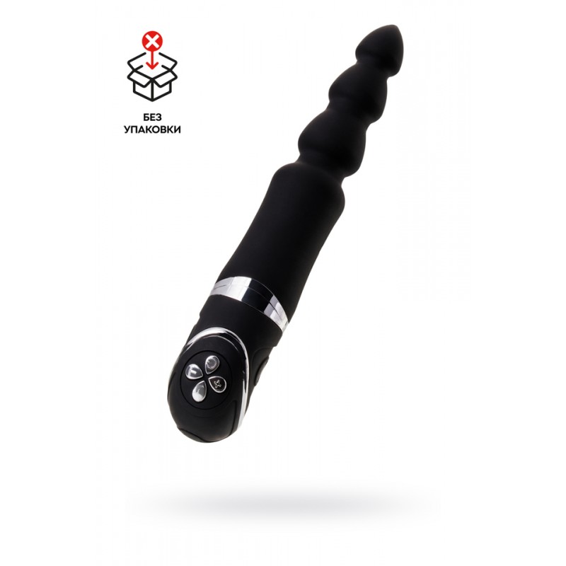 Анальный вибростимулятор, силикон, черный, 20,7 см (в пакете)