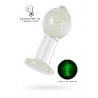 Анальная втулка Sexus Glass светящаяся в темноте, стекло, прозрачная, 6,5 см