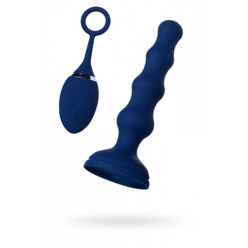 Анальная вибровтулка OPlay Wave с пультом ДУ, силикон, синий, 15,5 см.