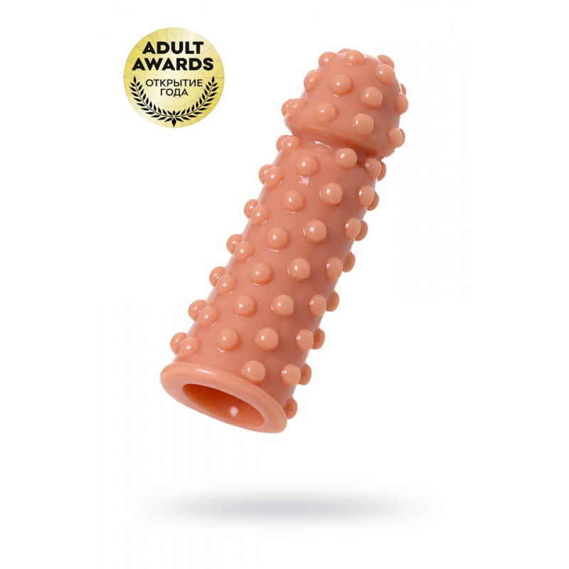 Насадка KOKOS  с дополнительной стимуляцией, реалистичная,TPR, телесный, 12.7 см с шариками на стволе