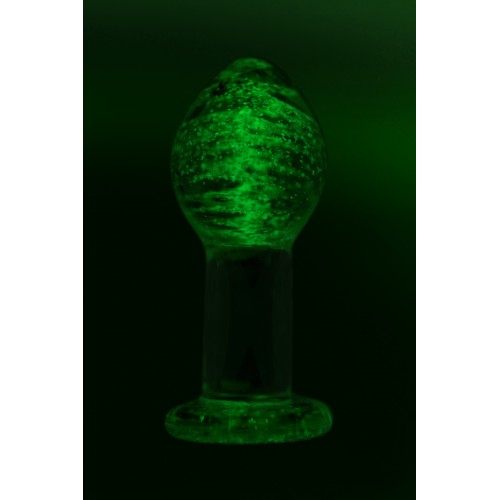 Анальная втулка Sexus Glass светящаяся в темноте, стекло, прозрачная, 6,5 см