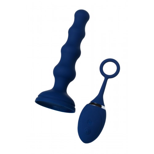 Анальная вибровтулка OPlay Wave с пультом ДУ, силикон, синий, 15,5 см.