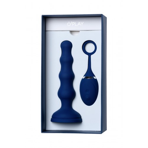Анальная вибровтулка OPlay Wave с пультом ДУ, силикон, синий, 15,5 см.