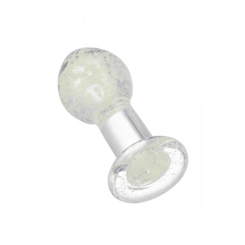 Анальная втулка Sexus Glass светящаяся в темноте, стекло, прозрачная, 6,5 см