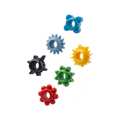 Набор разноцветных колец на пенис TOYFA 6 шт, TPE, ассорти