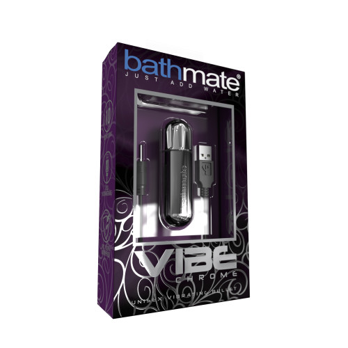 Вибропуля Bathmate Vibe Bullet Chrome, перезаряжаемая, водонепроницаемая, пластик, 10 режимов вибрации, серебристая, 7.8 см