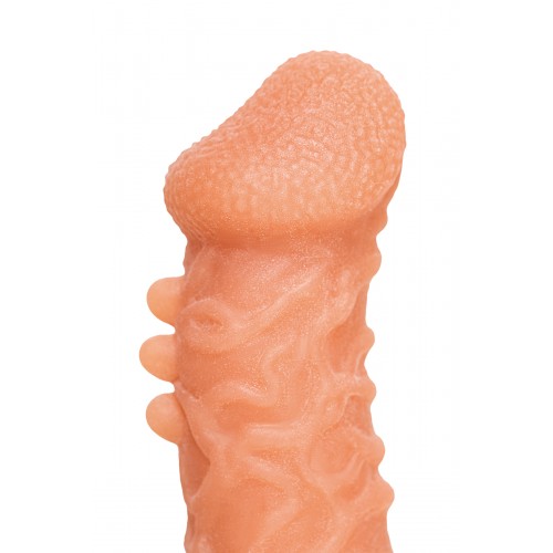 Насадка KOKOS реалистичная с дополнительной стимуляцией, TPE, телесная, 15.6 см