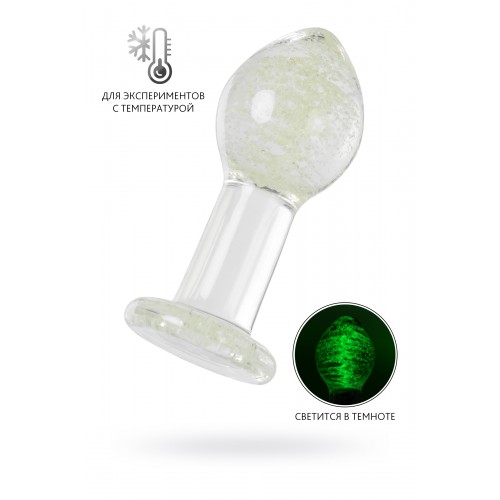 Анальная втулка Sexus Glass светящаяся в темноте, стекло, прозрачная, 6,5 см