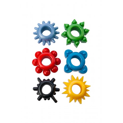 Набор разноцветных колец на пенис TOYFA 6 шт, TPE, ассорти