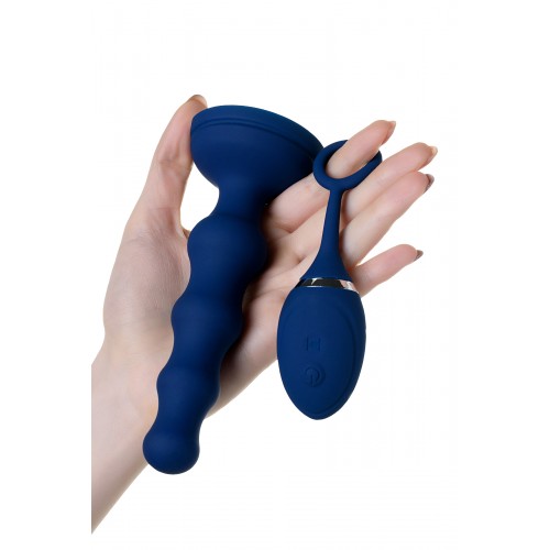 Анальная вибровтулка OPlay Wave с пультом ДУ, силикон, синий, 15,5 см.