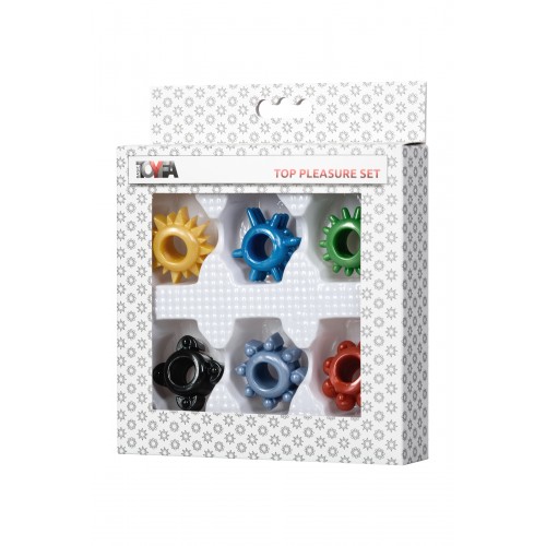 Набор разноцветных колец на пенис TOYFA 6 шт, TPE, ассорти