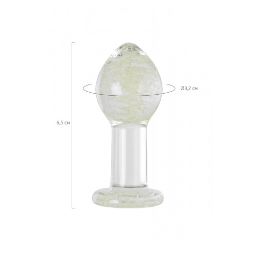 Анальная втулка Sexus Glass светящаяся в темноте, стекло, прозрачная, 6,5 см