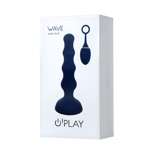 Анальная вибровтулка OPlay Wave с пультом ДУ, силикон, синий, 15,5 см.