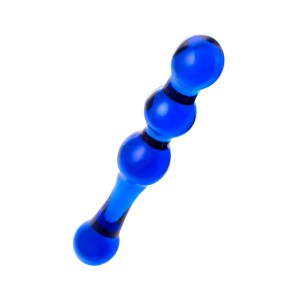 Двусторонний фаллоимитатор Sexus Glass, стекло, синий, 20,5 см Двусторонний фаллоимитатор Sexus Glass, стекло, синий, 20,5 см (иной угол)
