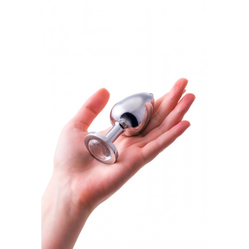 Анальная втулка Metal by TOYFA, металл, серебристая, с белым кристаллом, 10 см, Ø 4 см, 360 г