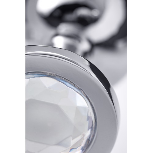 Анальная втулка Metal by TOYFA, металл, серебристая, с белым кристаллом, 10 см, Ø 4 см, 360 г