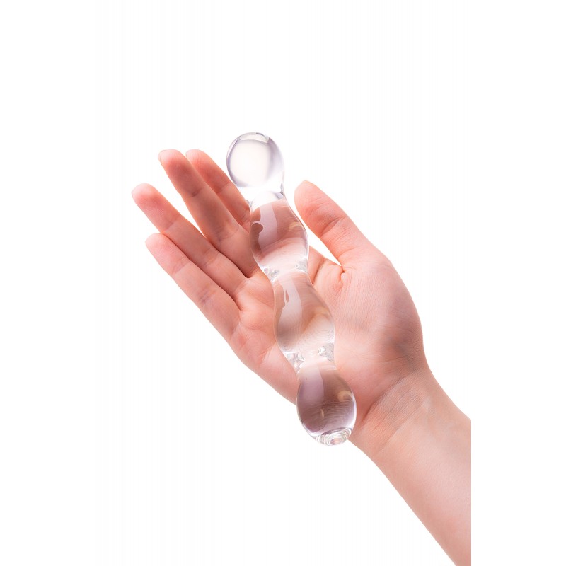 Фаллоимитатор Sexus Glass с синей спиралью, бесцветный, 17 см 912001 - Sexus Glass - Анальные стимуляторы - Купить