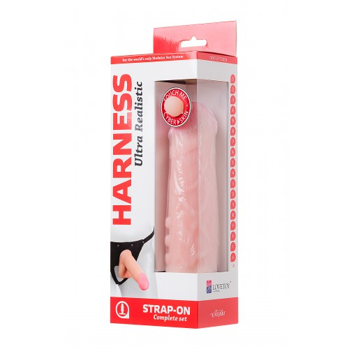 Страпон на креплении LoveToy с поясом Harness, реалистичный, neoskin, 21,6 см