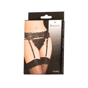 Комплект Erolanta Lingerie Collection: пояс для чулок и стринги кружевные, черные (50-52) (иной угол)