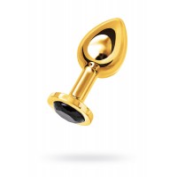 Анальная втулка Metal by TOYFA, металл, золотая, с чёрным кристаллом, 10 см, Ø 4 см, 360 г