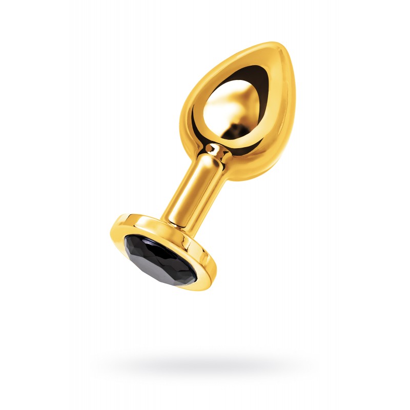 Анальная втулка Metal by TOYFA, металл, золотая, с чёрным кристаллом, 10 см, Ø 4 см, 360 г
