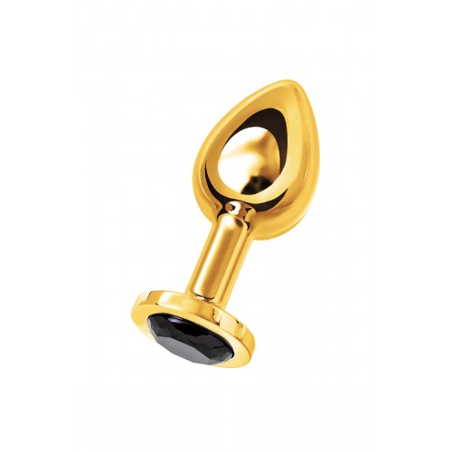 Анальная втулка Metal by TOYFA, металл, золотая, с чёрным кристаллом, 10 см, Ø 4 см, 360 г
