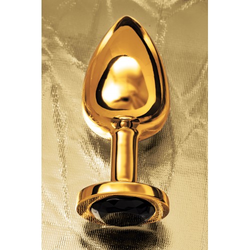 Анальная втулка Metal by TOYFA, металл, золотая, с чёрным кристаллом, 10 см, Ø 4 см, 360 г