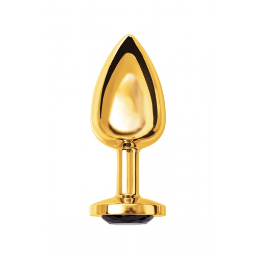 Анальная втулка Metal by TOYFA, металл, золотая, с чёрным кристаллом, 10 см, Ø 4 см, 360 г