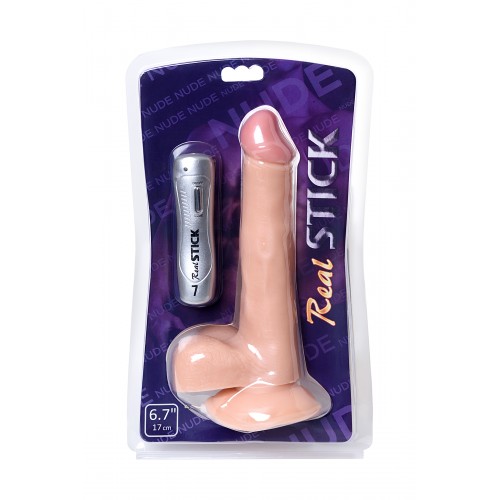 Вибратор TOYFA RealStick Nude реалистичный, 7 режимов вибрации, 17 см