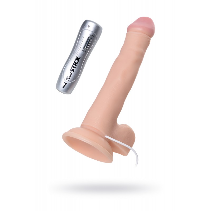 Вибратор TOYFA RealStick Nude реалистичный, 7 режимов вибрации, 17 см