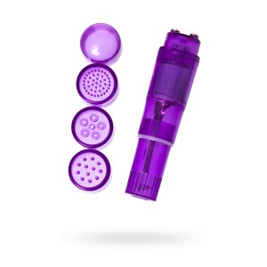 Мини вибратор Erotist Adult Toys с насадками, ABS пластик, фиолетовый, 11 см
