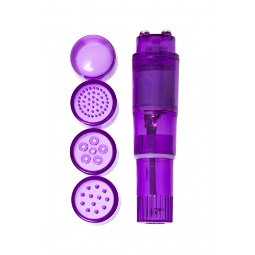 Мини вибратор Erotist Adult Toys с насадками, ABS пластик, фиолетовый, 11 см