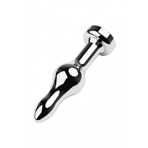 Анальная втулка Metal by TOYFA, металл, серебряная, с красным кристаллом, 10 см, Ø 2,8 см, 75 г