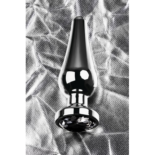 Анальная втулка Metal by TOYFA, металл, серебряная, с кристаллом цвета алмаз, 12 см, Ø 4 см, 195 г