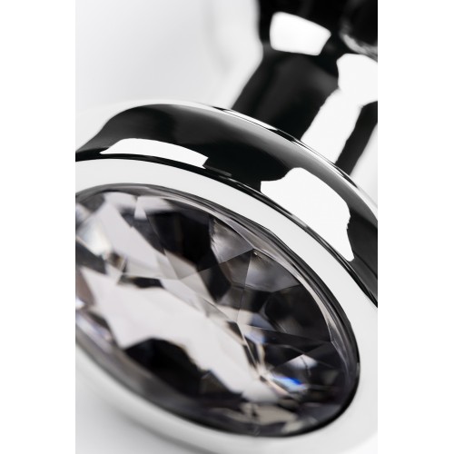 Анальная втулка Metal by TOYFA, металл, серебряная, с кристаллом цвета алмаз, 12 см, Ø 4 см, 195 г