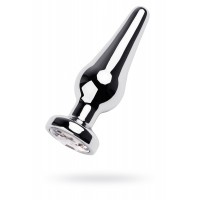 Анальная втулка Metal by TOYFA, металл, серебряная, с кристаллом цвета алмаз, 12 см, Ø 4 см, 195 г