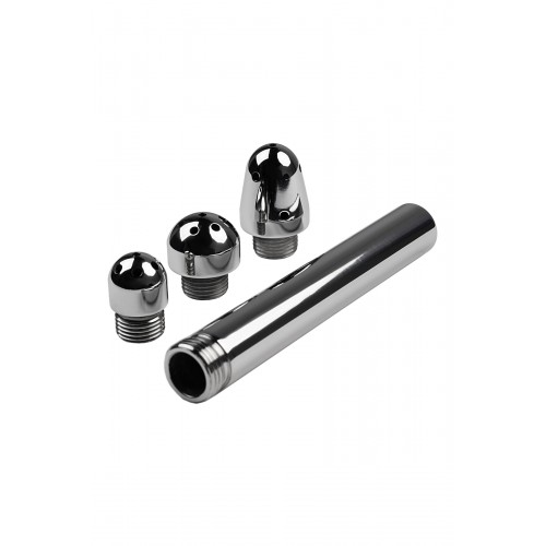 Анальный душ с тремя насадками, TOYFA Metal, металл, серебряная, 13 см