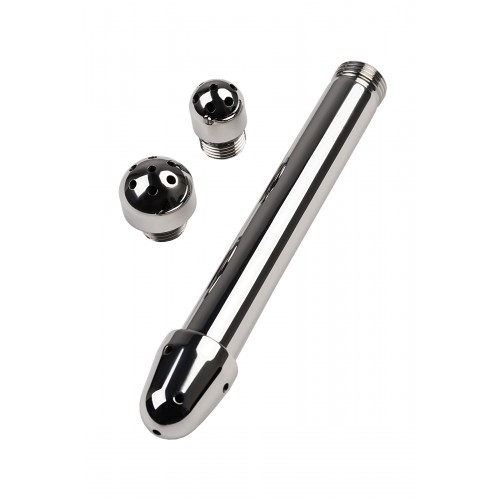 Анальный душ с тремя насадками, TOYFA Metal, металл, серебряная, 13 см