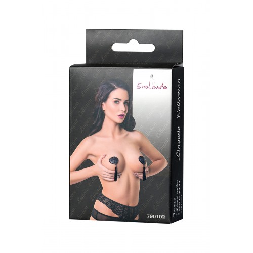 Пэстис Erolanta Lingerie Collection в форме сердец с кисточками черно-белые