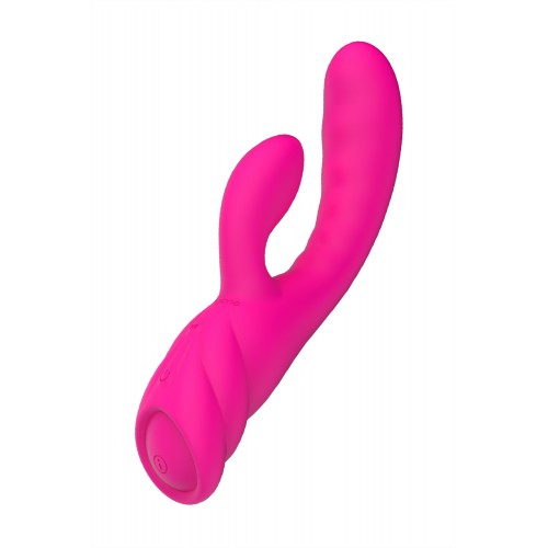 Вибратор с клиторальным стимулятором Nalone PureX2, Силикон, Розовый, 20,7 см
