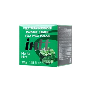 Массажная свеча для поцелуев INTT Mint с ароматом мяты, 30 мл (иной угол)