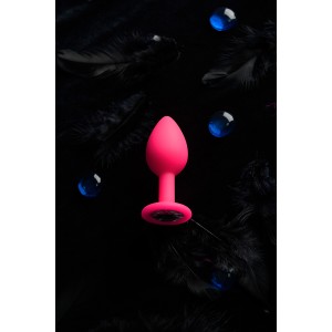 Анальная втулка POPO Pleasure by TOYFA со стразом S, силикон, розовая, 7,2 см, Ø 2,8 см, 25 г (иной угол)