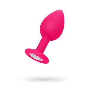 Анальная втулка POPO Pleasure by TOYFA со стразом S, силикон, розовая, 7,2 см, Ø 2,8 см, 25 г