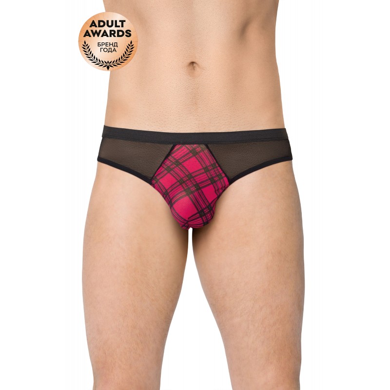 Трусы мужские с клетчатой вставской SoftLine Collection, чёрный, M/L