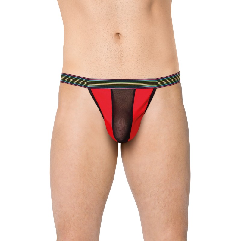 Стринги мужские со вставкой из сетки SoftLine Collection, красный, OS