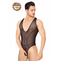 Боди из сетки мужское SoftLine Collection, черное, XL