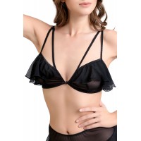 Бралетт Erolanta Lora с воланами с застежкой спереди, черная (46-48)