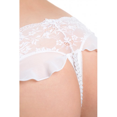Трусики-пояс с жемчужной нитью Erolanta Adeline, белые (46-48)